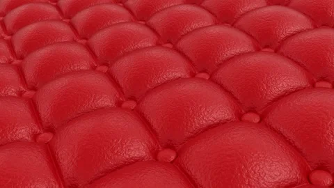 3D animation of the quilted red leather or eco-leather surface rendered in UHD Stock Footage 274078944