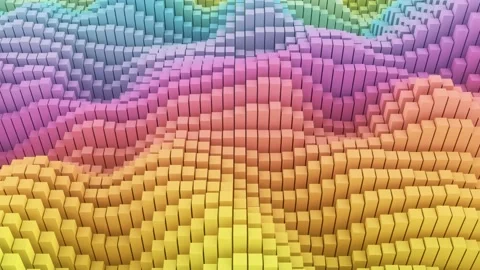 3d Animation of rainbow waves made by moving cubic boxes Stock Footage 168569038