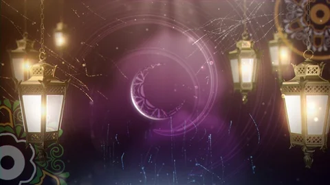 3D Animation Of The Ramadan Kareem with moon Stock Footage 123200492