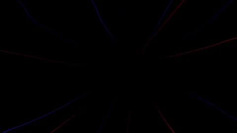 3D animation of red and blue streaks converging towards the center on a black Stock Footage 276498187