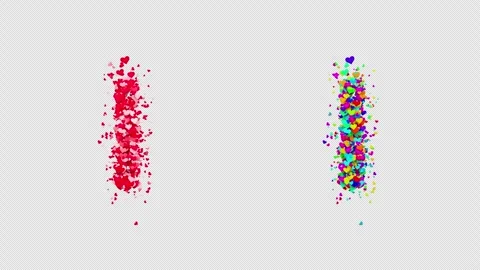 3D animation red and multicolor hearts forming the letter I. Alpha channel. Stock Footage 312576900