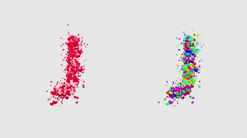 3D animation red and multicolor hearts forming the letter J. Alpha channel. Stock Footage 312577012