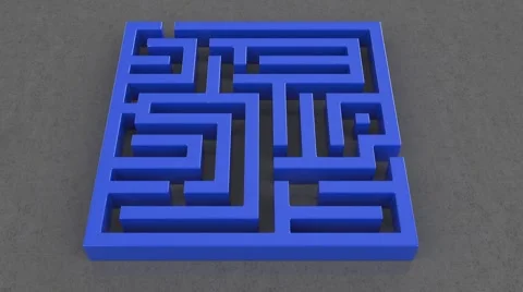 3d animation of red arrow goes through the maze destroying it Stock Footage