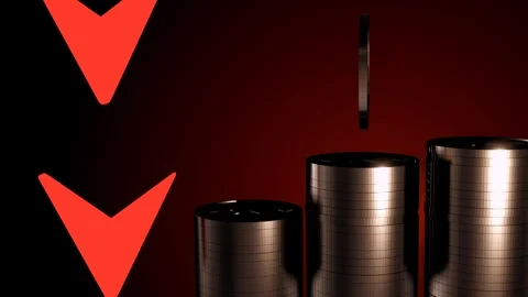 3d animation of a red arrow pointing down Stock Footage 262941501