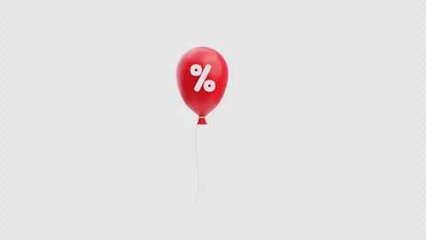 3D Animation of Red balloon with percent sign Stock Footage 314563336