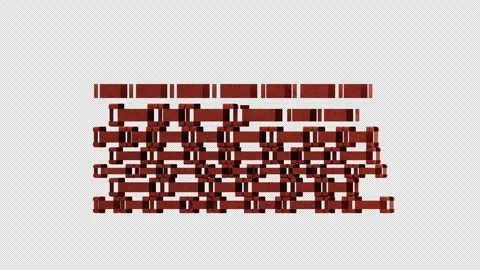 3D Animation of Red brick wall stacked Stock Footage 329829677