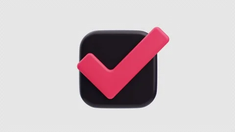 3D Animation of Red Check Mark Confirmation on Alpha Channel Stock Footage 310361544