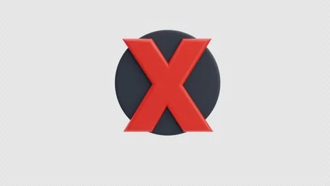 3d animation of red cross on dark circle for failed concept Stock Footage 317441109