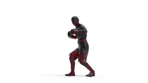 3D Animation Red Glass Boxer Fighting and Punching, Boxing Motion, Sport VFX Stock Footage 331068311