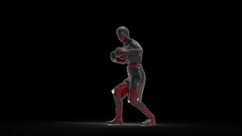 3D Animation Red Glass Boxer Fighting and Punching, Transparent Background,  Stock Footage 334102072