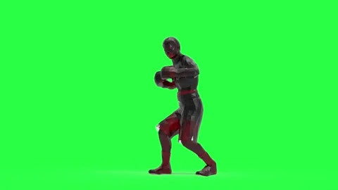 3D Animation Red Glass Boxer Fighting and Punching, Boxing Motion, Sport VFX Ove Stock Footage 336560646