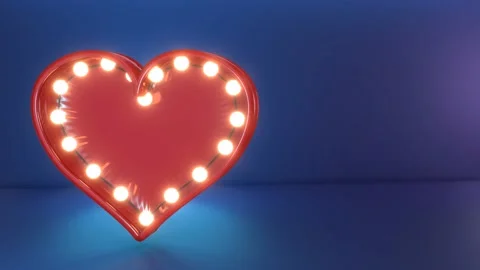 3d animation of red heart and beautiful lights around the edges with flashing Stock Footage 239852986