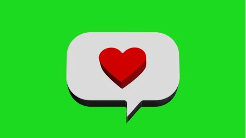 A 3D animation of a red heart icon appearing in a white chat bubble. Stock Footage 319898391