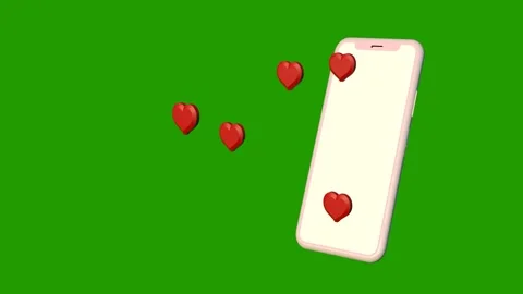 3D animation. Red hearts fly out of the phone. Concept for Valentine's Day Video stock 168251133