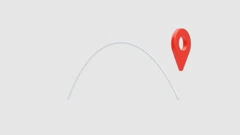 3d animation of red location pin with curved path line Stock Footage 321528211