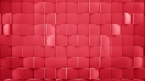 3D Animation of Red Tile Wall with Random Rotating Plates, 4K Loop Stock Footage 309525290