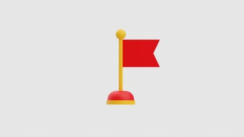 3d animation of Red warning flag symbol for alerts and danger Stock Footage 341928102