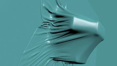 3d animation - render of blue fabric falling down and cover mysterious object Stock Footage 92974370
