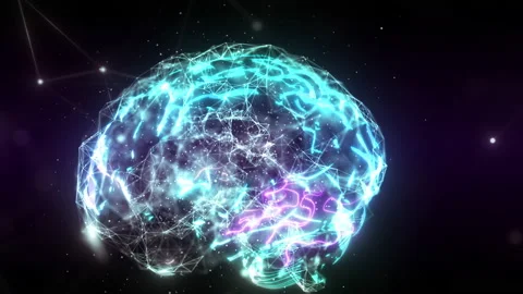 3d Animation Render of Flying Inside Digital Brain. Abstraction of Artificial Stockbeeldmateriaal 151992878