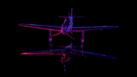 3D animation rendering, airplane model on a black background Stock Footage 255483538