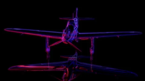 3D animation rendering, airplane model on a black background Stock Footage 255932033