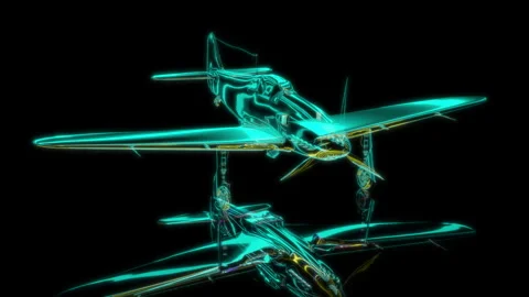 3D animation rendering, airplane model on a black background Stock Footage 256028299