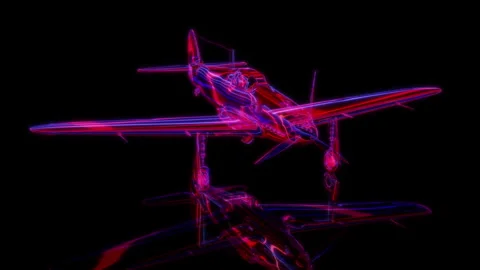3D animation rendering, airplane model on a black background Stock Footage 256240962