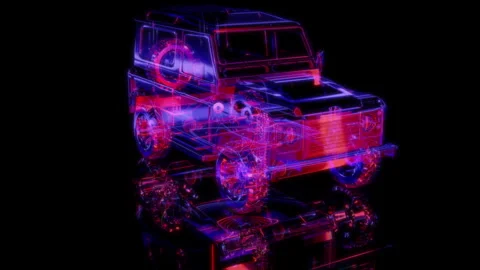 3D animation rendering, all-terrain vehicle model on a black background Stock Footage 257258497