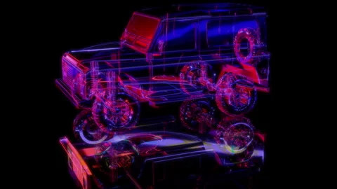 3D animation rendering, all-terrain vehicle model on a black background Stock Footage 258225999