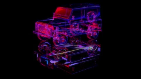 3D animation rendering, all-terrain vehicle model on a black background Video stock 259045522