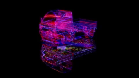 3D animation rendering, carry pit truck model on a black background Stock Footage 255483877