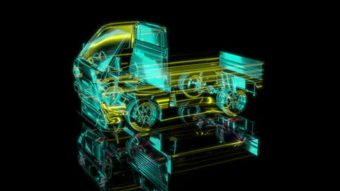 3D animation rendering, carry pit truck model on a black background Video stock 255663232
