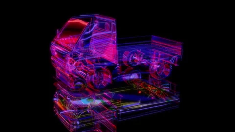 3D animation rendering, carry pit truck model on a black background Stock Footage 255932448