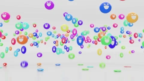 3D Animation Rendering of Colorful Cartoon Smiley Bouncing Balls 4K Stock Footage 104715645