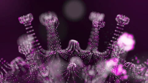 3D animation rendering of a coronavirus. Pathogen outbreak of bacteria and virus Stock Footage 134350786