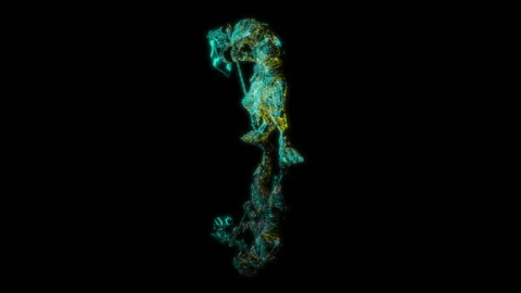 3D animation rendering, dinosaur with an ax model on a black background Video stock 258856220
