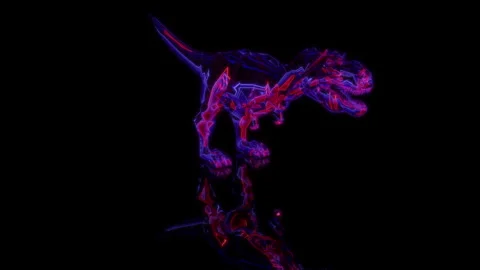 3D animation rendering, dinosaur rex model on a black background Stock Footage 257257245
