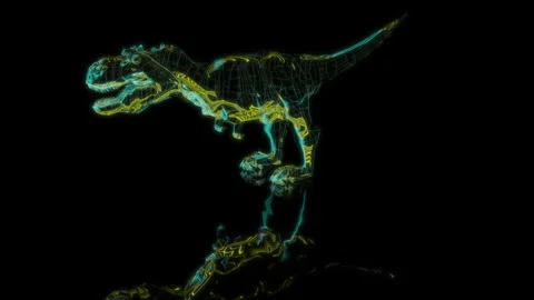 3D animation rendering, dinosaur rex model on a black background Stock Footage 257589056
