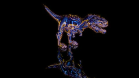 3D animation rendering, dinosaur rex model on a black background Stock Footage 258554420