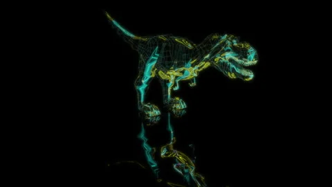 3D animation rendering, dinosaur rex model on a black background Stock Footage 259513418