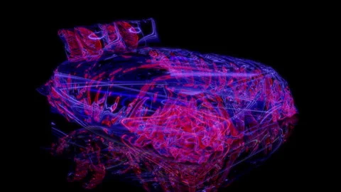 3D animation rendering, double bed model on a black background Stock Footage 257255130