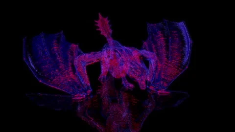 3D animation rendering, dragon model on a black background Stock Footage 257256136