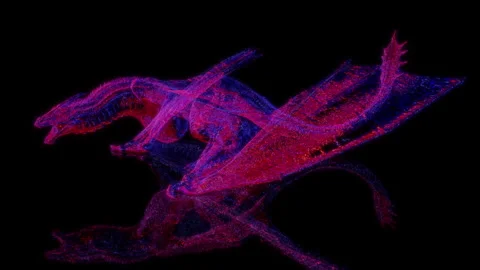 3D animation rendering, dragon model on a black background Stock Footage 258227459