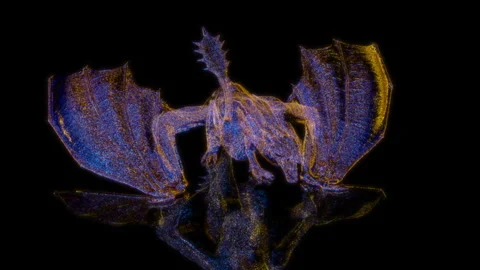 3D animation rendering, dragon model on a black background Stock Footage 258553137