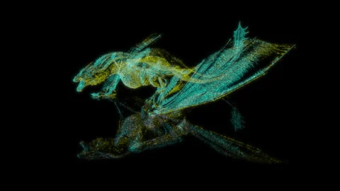 3D animation rendering, dragon model on a black background Stock Footage 258854937