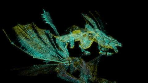 3D animation rendering, dragon model on a black background Stock Footage 259512457