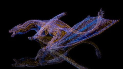 3D animation rendering, dragon model on a black background Stock Footage 259810176