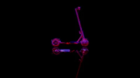 3D animation rendering, electric scooter model on a black background Stock Footage 257253531