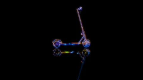 3D animation rendering, electric scooter model on a black background Stock Footage 258549868