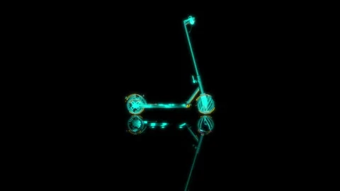 3D animation rendering, electric scooter model on a black background Stock Footage 259510051